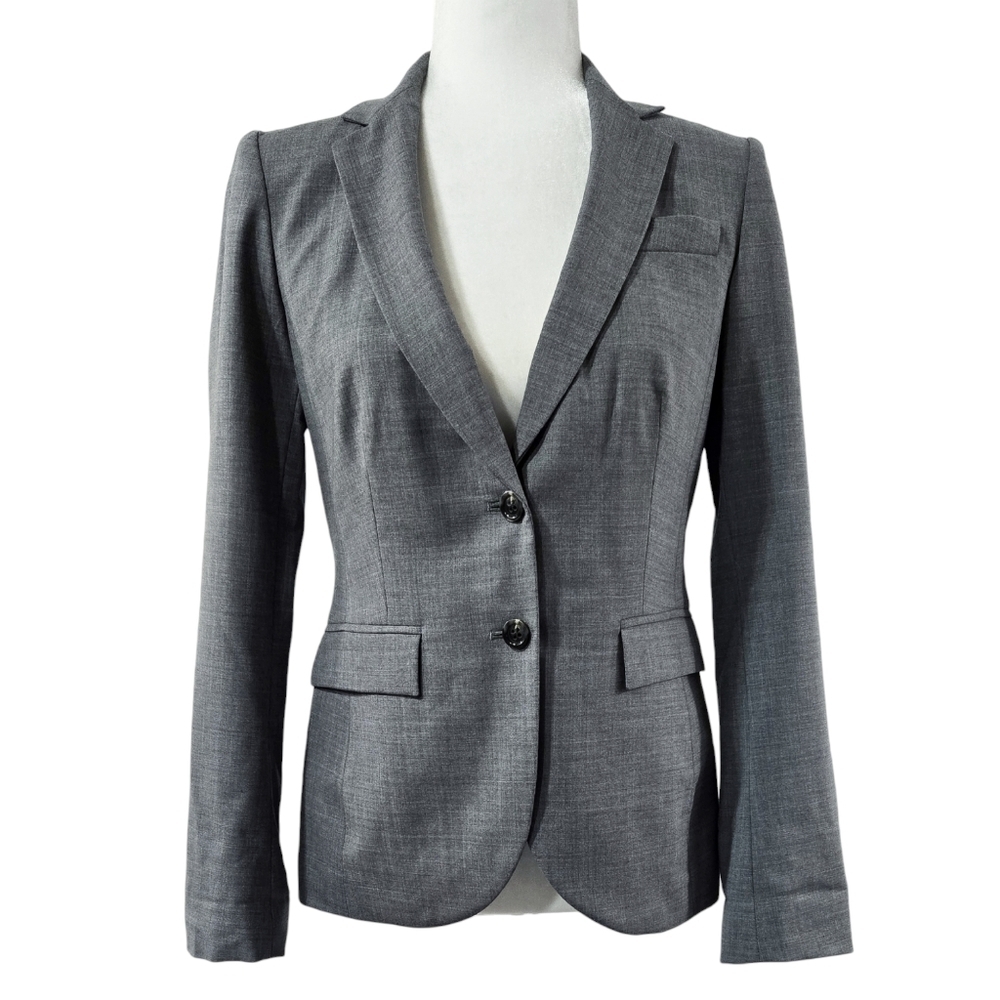 Banana Republic Virgin Wool Blend Gray 2 Button Lightweight Blazer Office Preppy